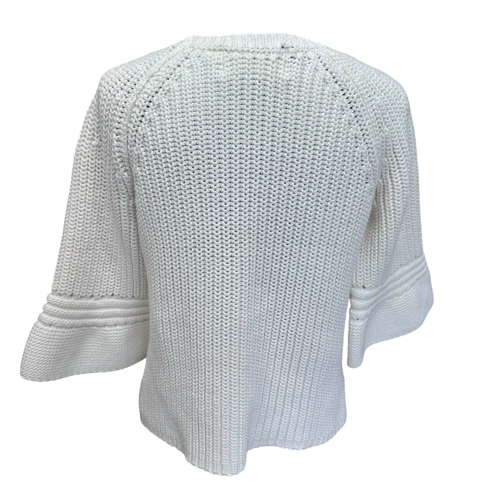 Anthropologie Sweater Women's‎ Small Rosie Neira White Cotton Knit Bell Sleeves - Picture 5 of 8
